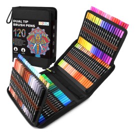 Marcadores Doble Punta Iforu 120 Colores Plumones Acuarela Papel