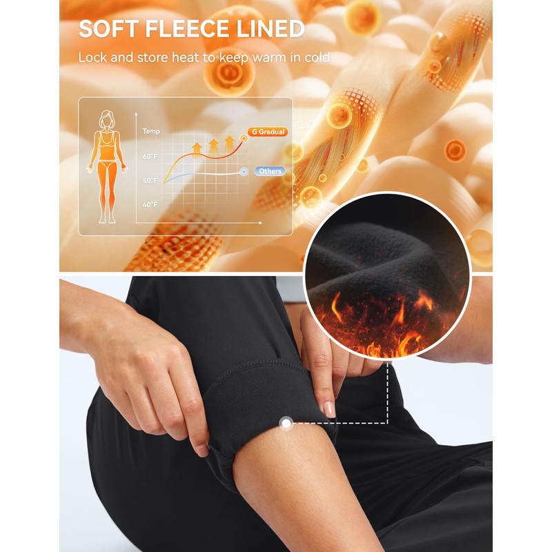 G Gradual Women's Fleece Lined Joggers Water Resistant Hiking Pants