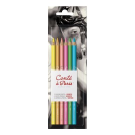 Conté à Paris Pastel Pencils with 6 Count Assorted Bright Colors