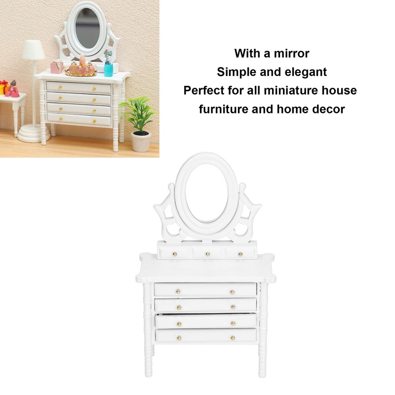 1:12 Scale Dollhouse Toilet Table High Simulation Wooden Miniature Dressing