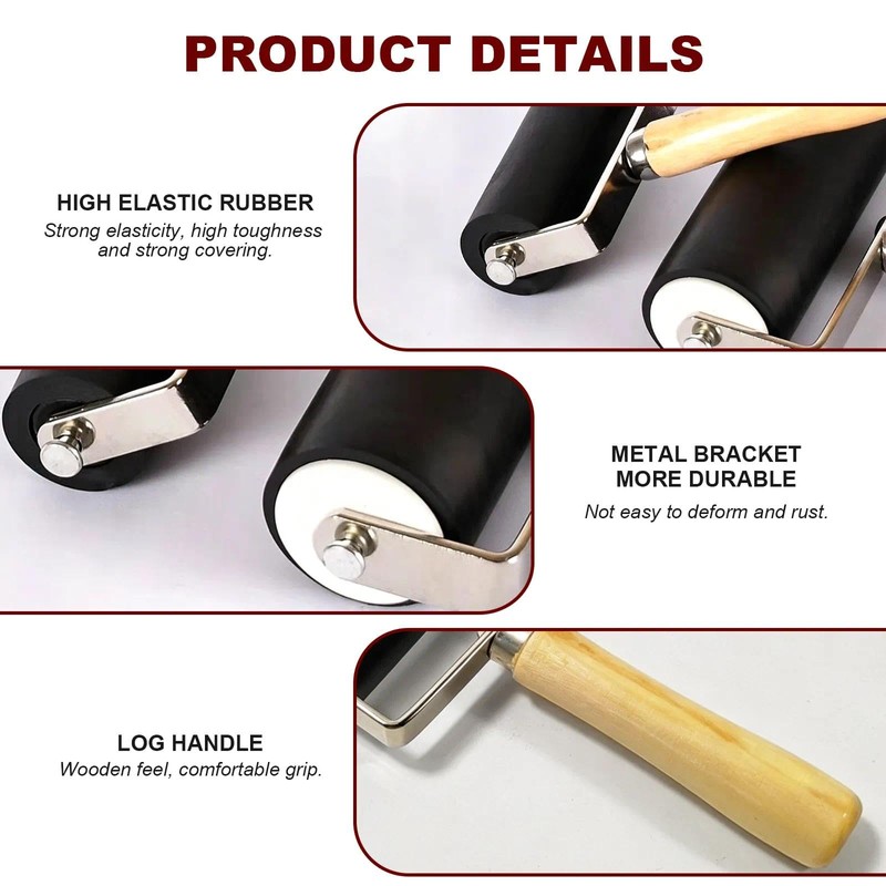 6 Pcs Brayer Roller Set for Crafts, Roller and Ink
