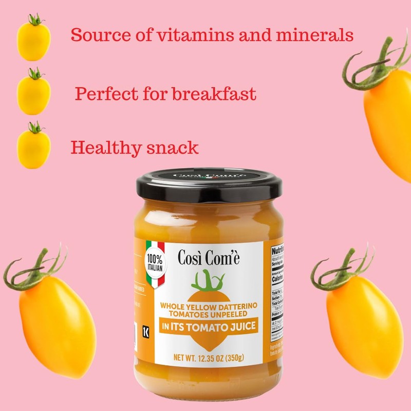 Cosi Come - Datterino, Italian Yellow Tomatoes Unpeeled (12.35 oz),
