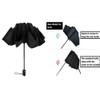 Compact Folding Reverse Umbrella Windproof Red Fibreglass Ribs Auto Open