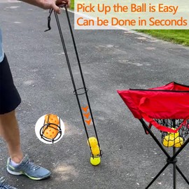 MAVGZUL Pro Foldable Tennis Ball Hoppers Holds 100 Tennis Balls, Portable Tennis Balls Basket with Portable Pickleball Picker Upper for Picking and Storage Training Tool for Ball