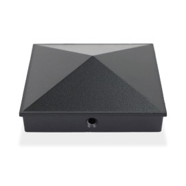 TODOKI 5.5 x 5.5 Actual Fence Post Caps (4 Pack) - Powder Coated Aluminum Deck Fence Covers - Matte Black Metal Pyramid Cap Ends - True 5.5 x 5.5 Wood Posts Toppers with Screws Included