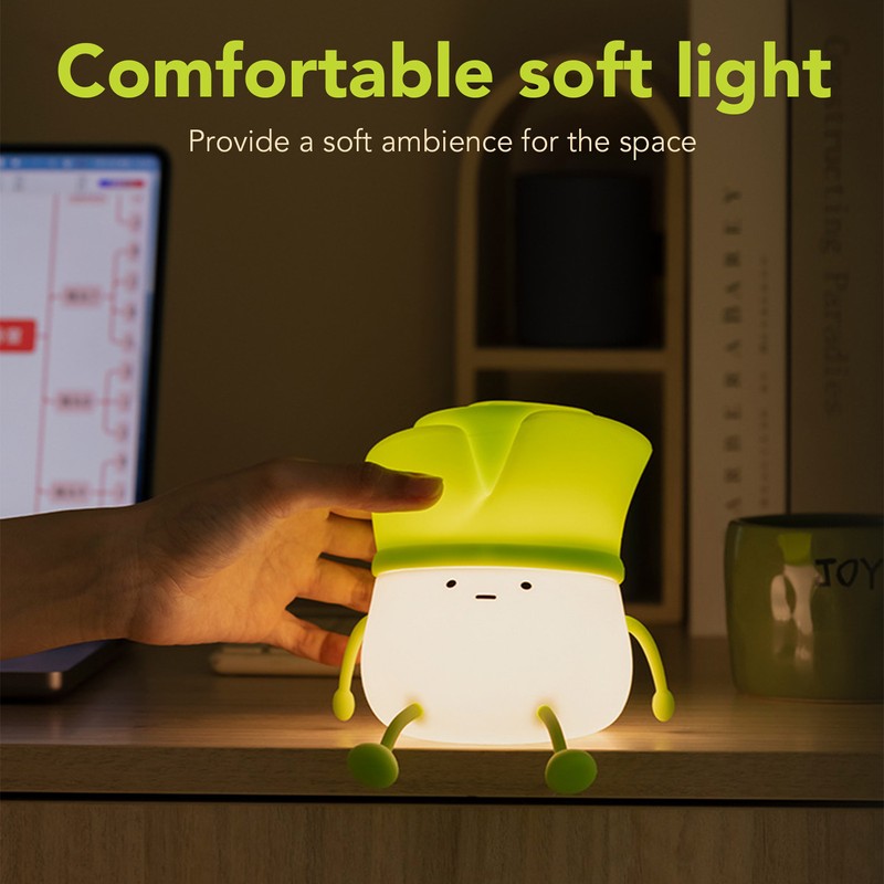 Cute LED Night Light Tap Control Rechargeable 1.5W Decorative Scallion