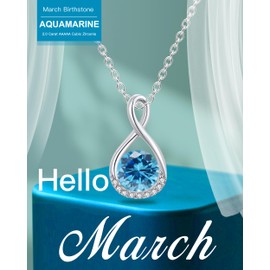 MIDDLUX Birthday Gifts for Women, Womens Gifts for Birthday, Aquamarine Necklace, Silver Infinity Necklace, Aquamarine Jewelry