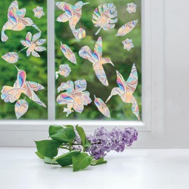 Traziewell Window Stickers for Glass Hummingbird Static Window Clings Decal Anti Collision Glass Stickers Home Decorations for Sliding Doors Windows Prevent Stop Birds Window Decals Stained Glass 0306