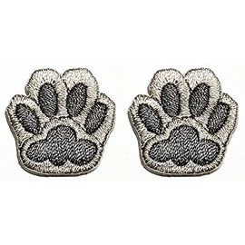 Rareeasy Patch Set 2 Pcs. Mini Puppy Paw Print Gray Embroidery Cartoon Patch Iron on or Sew on Embroidered Patches for Clothes Bag T-Shirt Jeans Biker Badge DIY Fashion Costume