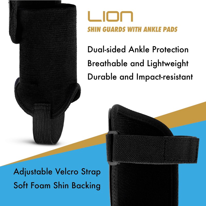Football Shin Guards with Ankle Pads – Adjustable Straps, Breathable