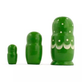 BESTPYSANKY 3 Daffodils Flowers on Green Dress  Wooden Nesting Dolls 3.5 Inches