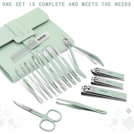 16Pcs Manicure Set Stainless Steel Nail Clippers Professional Pedicure Tools Beauty Product with Folding Bag, Family Personal Nail Care Tool