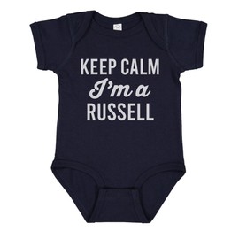 TATY Kids Keep Calm I'm a Russell Baby Infant One Piece Bodysuit 24 Months Navy