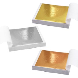 Paquete de 300 Hojas de Oro de 9 x 9 cm, Papel de Oro Hoja de Plata, piezas de papel de aluminio plateado para manualidades de resina, Ideal para Manualidades