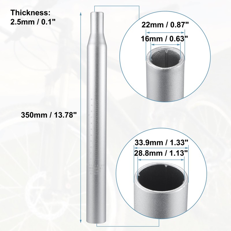 A ABSOPRO Bicycle Seat Post Seat Tube with Scale Marking