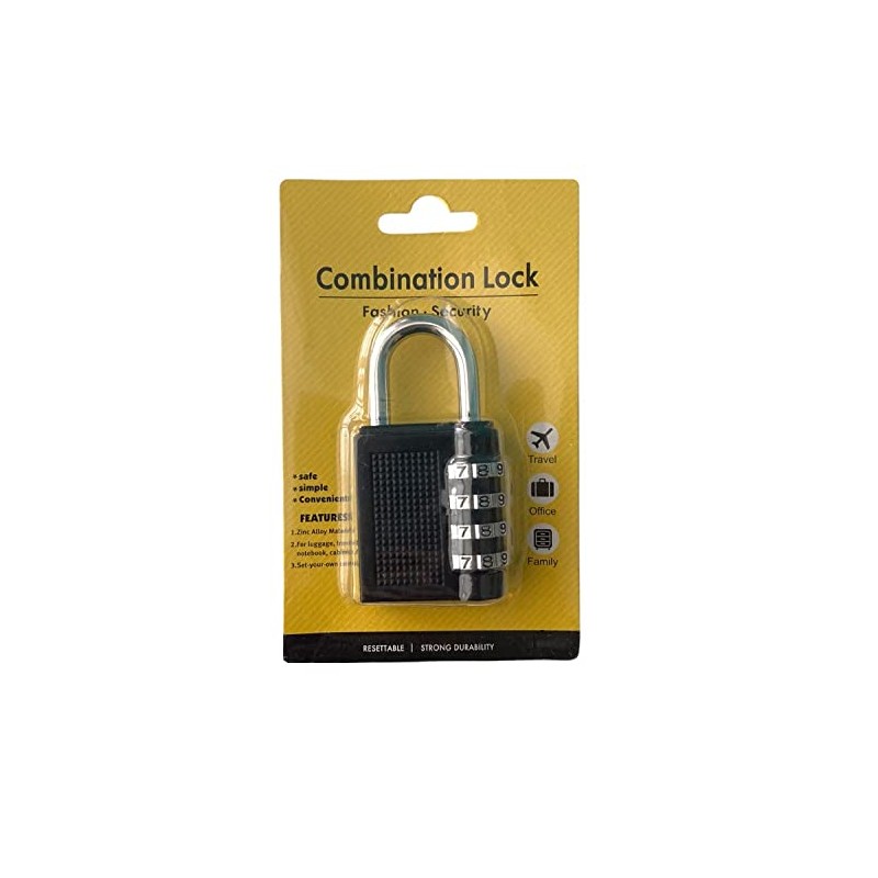 Padlock 4 Digit Combination Lock Security Home - Black
