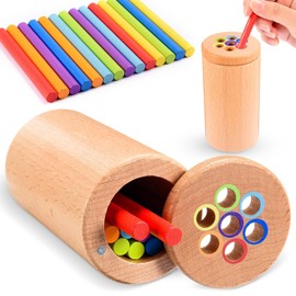 Dromlag Montessori Toy from 1 2 3 Years, Plug-In Game from 1 2 3 Years Wooden Colour Sorting Toy Wooden Toy from 1 2 3 Years Montessori Toy Baby Toy 1 Year Sensory Toy Baby