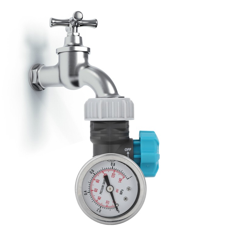 G3/4in Adjustable Water Pressure Regulator Valve with Pressure Gauge Greenhouse