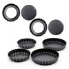 6 Pieces Tart Pan with Removable Base Non-Stick Carbon Steel