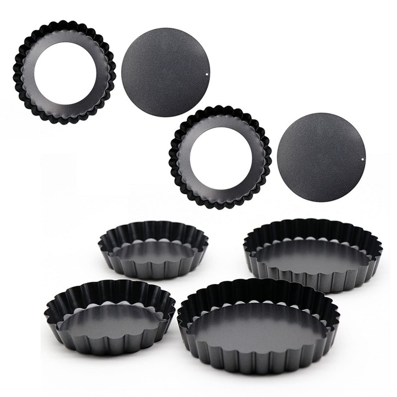 6 Pieces Tart Pan with Removable Base Non-Stick Carbon Steel