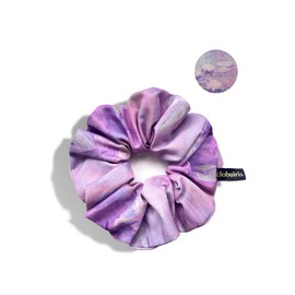 Artistic Oil Painting Scrunchie - 7.1 in （18cm））Extra Large Hair Scrunchie， 17 Hand-Painted Floral Designs, Boho Hair Accessories for Art Exhibitions & Museum Outfits (Water Lily Purple, Queen)