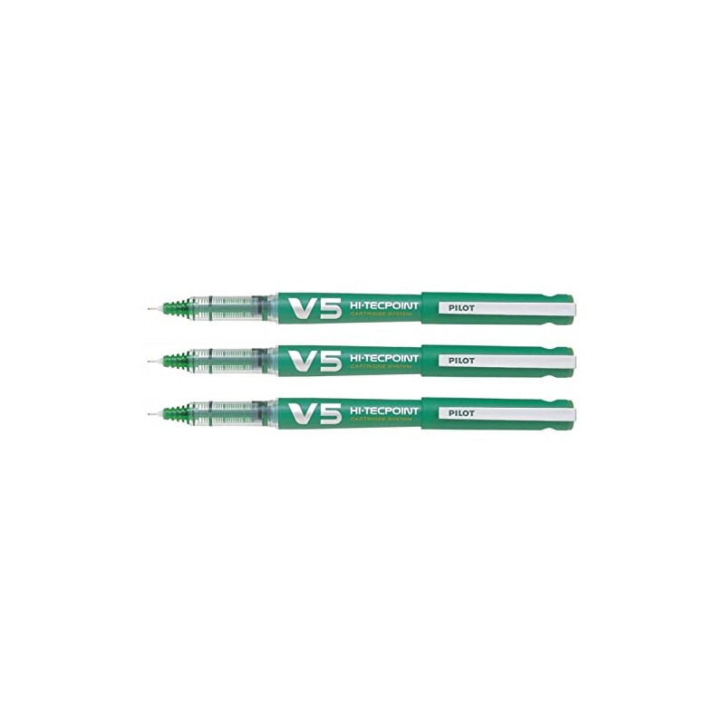 Pilot V5 Refillable Liquid Ink (Pack of 3 – BeGreen