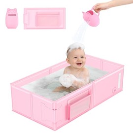 Foldable Baby Bathtub,Infant Tub for Shower, 2 in 1 Portable Toddler Tub with Rinse Cup, No Assembly Easy to Clean,Collapsible Bathtub for Small Bathr