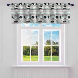 jejeloiu Lake Valance Curtains for Living Room Bedroom Bathroom 1 Panel 52"x12" Kids Rustic Wooden Stripe Lakeside Kitchen Valances for Boys Girls Teens Boat Oar Window Treatment Cabin Tree Green Blue