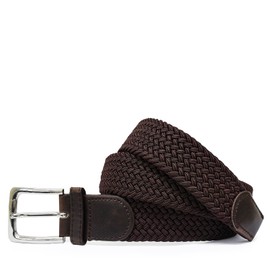 Glamexx24 Unisex Elastic Fabric Belt Braided Stretch Belt Stretchy Belt for Men and Women, dark brown