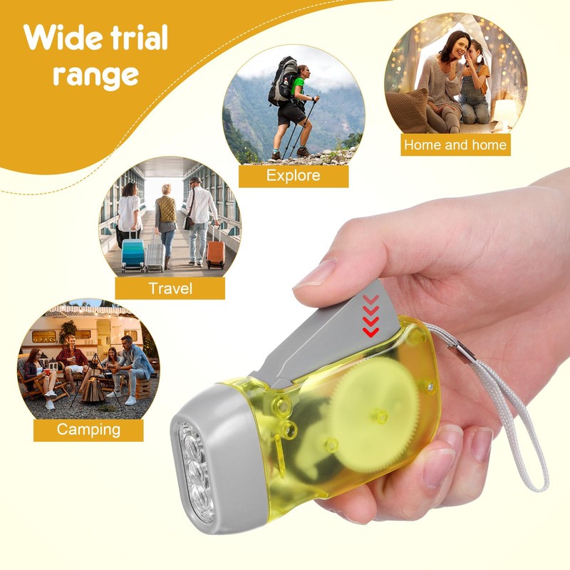 jojofuny 3Pcs Wind Up Torch Hand Crank Flashlight, Shake Flashlight,