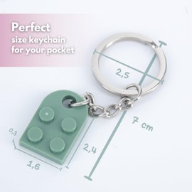 NumeroPhi - Partner Heart Keyring Couple Keychain Two Hearts Ideas for Anniversary, olive green