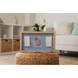 Petit Artichaut 2 Prints Frame for Baby Imprints and Photo (Blue Abstract) - Includes Hypoallergenic Clay, Roller & Instructions, Wall-Mounted - Perfect for Twins