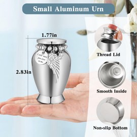 SOITIS Memorial Urn for Ashes - 2.83 Inch Elegant Stainless Steel Keepsake, Small Decorative Cremation Keepsake with Chain, Mini Urn for Human Ashes, Sympathy Gift