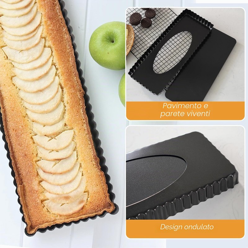 QKNOSM 2 stampi per torte con fondo di sollevamento, antiaderente,