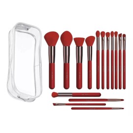 BS-Mall Juego De 15 Brochas De Maquillaje Rojo