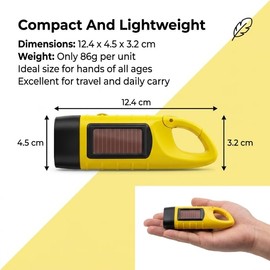 2 Pack Wind Up Torch Solar Hand Crank Torch LED Emergency Flashlight Portable Outdoor Light Multi Function Camping Hiking Survival Gear for Outdoor Hiking, Power Outage Emergency Use [Energy Class A+]