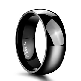 TIGRADE Black Titanium Ring 2mm 4mm 6mm 8mm Dome High Polished Wedding Band Size 3-14.5,8mm,Size 7.5