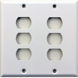 Stamped Steel Smooth White 2 Gang Switch Plate - 6 Despard Openings