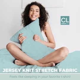 Comfort Lab Modal Jersey Knit Sheet Set, Piece Bedding, T-Shirt Breathable & Cooling Modal Cotton - Includes Flat & Fitted Sheets, 2 Pillowcases King Jersey Modal Sheets, Light Blue