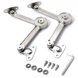 2Pcs Soft Close Lid Support Hinges 110° Folding Lid Stay Hinge Drop Down Hinge Lever for Cabinet Cupboard Wardrobe Lift-Up Door (Including Screws and Hex Key)