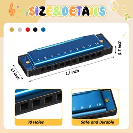 Liliful 10 Pcs 10 Hole Plastic Harmonica for Kids Educational Kids Harmonica Musical Harmonica Set Translucent Harmonica Instrument Gifts for Children Adults Beginners Birthday Party (Vivid Colors)