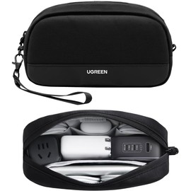 UGREEN Bolsa Organizadora para Discos Duros, Estuche para Cables Cargadores Portátil con Cremallera YYK, Impermeable, Múltiples Capas para Tarjetas de Juego/Cargadores, Ligera y Compacta, S