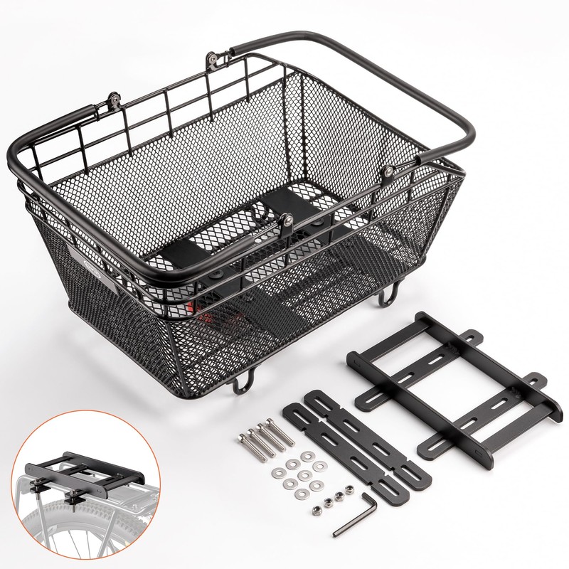 Rear Bike Basket with Handle - Quick Release Bicycle Rear