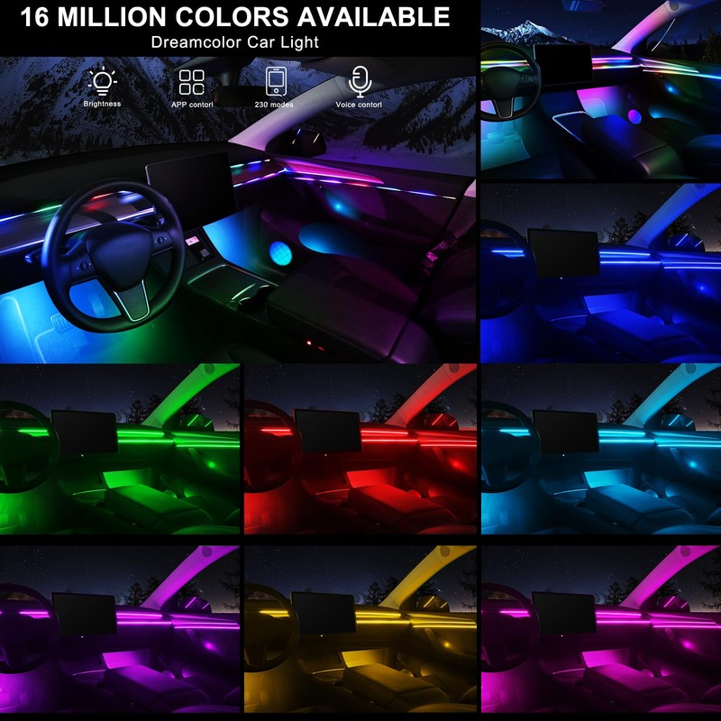 Dreamcolor Acrylic Interior Car LED Strip Light with Wireless APP,