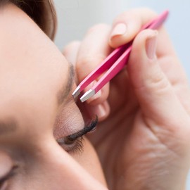 Pink Tweezers for Eyebrows - Tweezer Guru Professional Stainless Steel Slant Tip Eyebrow Tweezer - Perfect Precision for Facial Hair, Ingrown Hair, Eyebrows, Splint and Blackhead Remover