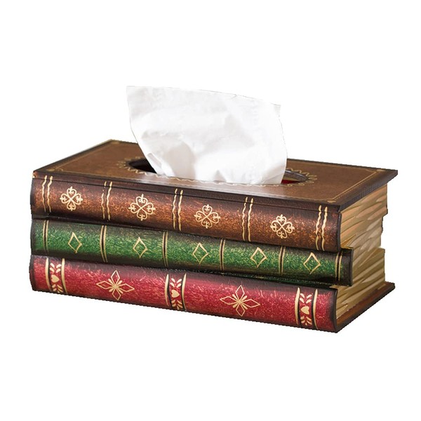 Kaxich Tissue Box Holders Antique Book Shape Paper Tissue Dispenser Napkin Holder Tissue Box Cover