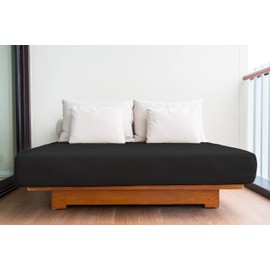 LivinEase Classic Super King Fitted Sheet -10inch(26cm) Deep Cotton Blend Super King Size Fitted Sheets -Bobble Free, Easy Care, Soft & Comfortable Black Bed Sheets.