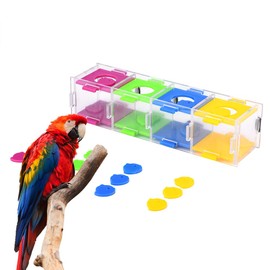 Zerodis Colourful Parrot Toy Interactive Play Puzzle Toy Birds Training Standing Toy Interesting Intelligence Stand Frame