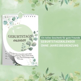 Birthday Calendar A5 - Everlasting, Year-Independent Calendar without Days of the Week - Elegant Wall Calendar for Birthdays & Anniversaries, Perfect for Wall Decoration and Gifts