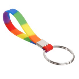 Extra Large 39mm Split Ring Heavy Duty Identification Silicon Key Ring loops Fob. (Single) (Rainbow1x39mm1)